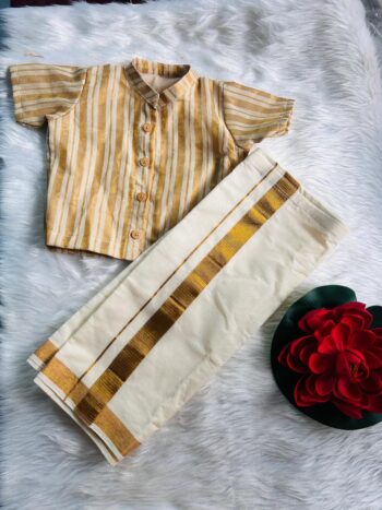 Baby Boys Shirt And Velcro Dhoti VSB06