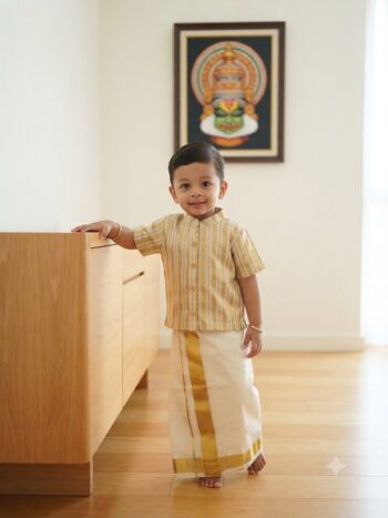 Baby Boys Shirt And Velcro Dhoti VSB06