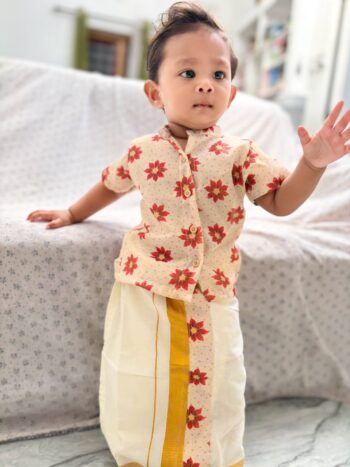 Tissue Floral Shirt & dhoti VSB021